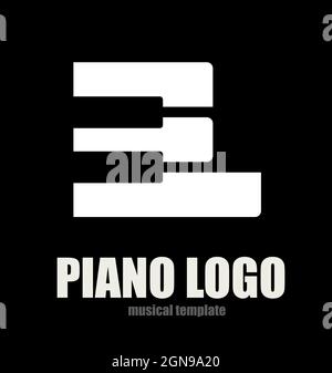 Musical logo, creative piano logo vector illustration Stock Vector