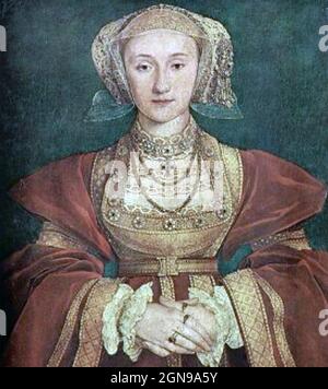 ANNE OF CLEVES (1515-1557) fourth wife of Henry VIII painted by Hans Holbein the Younger in 1539. Original  in the Louvre,Paris