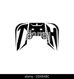 TH Initial ESport gaming logo. Game console shape style vector template Stock Vector