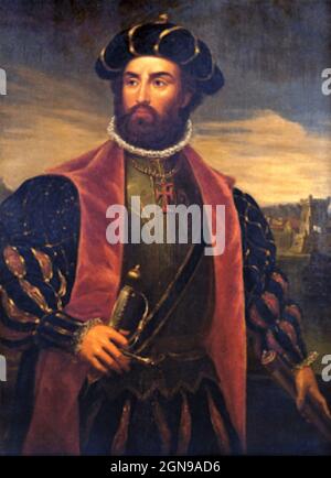 VASCO da GAMA (c 1460-1524) Portuguese explorer painted by Antóno da Fonseca in 1838 Stock Photo