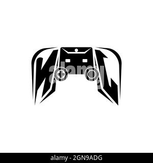 NJ Initial ESport gaming logo. Game console shape style vector template Stock Vector