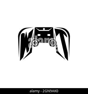 WT Initial ESport gaming logo. Game console shape style vector template Stock Vector
