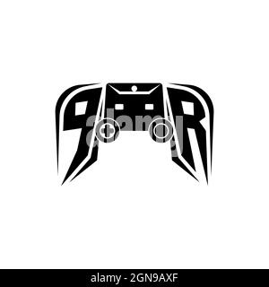 PR Initial ESport gaming logo. Game console shape style vector template Stock Vector