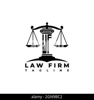 WF Monogram Logo Letter Pillars Geometric shape style vector, Law Firm Company Stock Vector