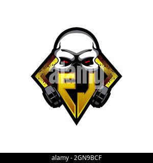 JR Initial ESport gaming logo. Game console shape style vector template Stock Vector