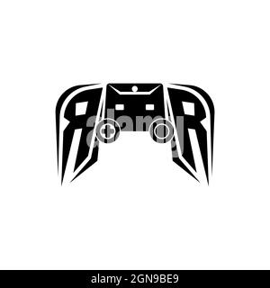 RR Initial ESport gaming logo. Game console shape style vector template Stock Vector