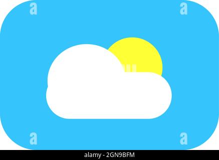 Weather forecast vector sign isolated on white background, clouds and sun sign Stock Vector