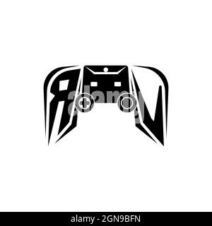 RV Initial ESport gaming logo. Game console shape style vector template Stock Vector