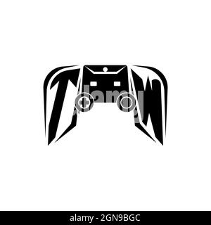 TW Initial ESport gaming logo. Game console shape style vector template Stock Vector