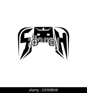 SH Initial ESport gaming logo. Game console shape style vector template Stock Vector