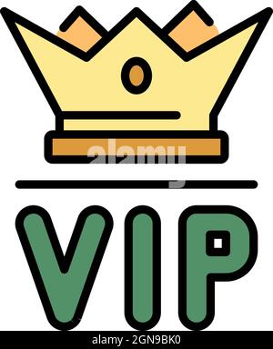 VIP crown icon. Outline VIP crown vector icon color flat isolated Stock Vector