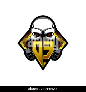 DE Logo monogram with Skull Shape designs template vector icon modern Stock Vector