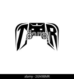 TR Initial ESport gaming logo. Game console shape style vector template Stock Vector