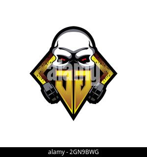 JG Logo monogram with Skull Shape designs template vector icon modern Stock Vector