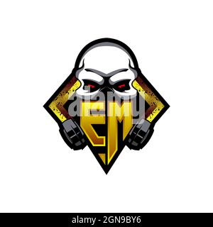 EM Logo monogram with Skull Shape designs template vector icon modern Stock Vector