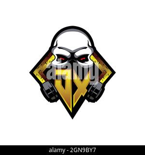 JX Logo monogram with Skull Shape designs template vector icon modern Stock Vector