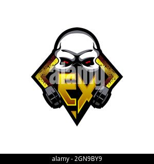 EX Logo monogram with Skull Shape designs template vector icon modern Stock Vector