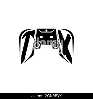 TX Initial ESport gaming logo. Game console shape style vector template Stock Vector