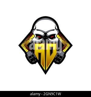 Initial AD logo design, Initial AD logo design with Gas Mask Style, Logo for game, esport, community or business. Stock Vector