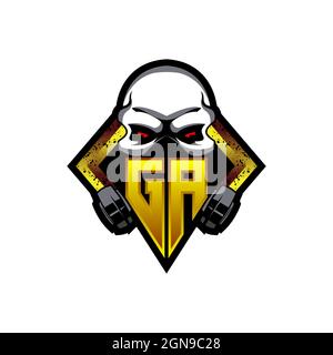 GA Logo monogram with Skull Shape designs template vector icon modern Stock Vector