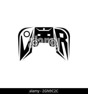 VR Initial ESport gaming logo. Game console shape style vector template Stock Vector