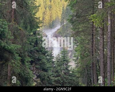 The impressive water jump of Krimml falls in Austria Stock Photo