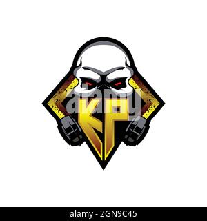 KP Logo monogram with Skull Shape designs template vector icon modern Stock Vector