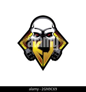 KL Logo monogram with Skull Shape designs template vector icon modern Stock Vector