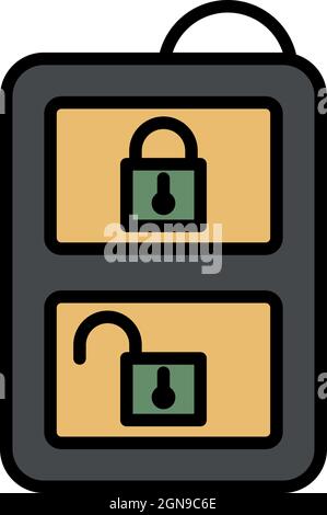 Wireless car key icon. Outline wireless car key vector icon color flat isolated Stock Vector