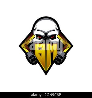BM Logo monogram with Skull Shape designs template vector icon modern Stock Vector