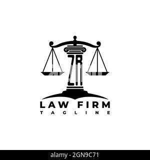 ZR Monogram Logo Letter Pillars Geometric shape style vector, Law Firm Company Stock Vector