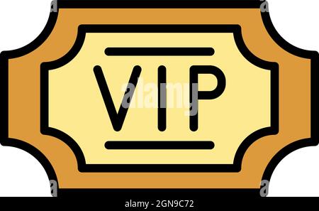 VIP label icon. Outline VIP label vector icon color flat isolated Stock Vector