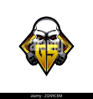GS Logo monogram with Skull Shape designs template vector icon modern Stock Vector
