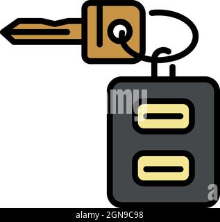 Car key icon. Outline car key vector icon color flat isolated Stock Vector