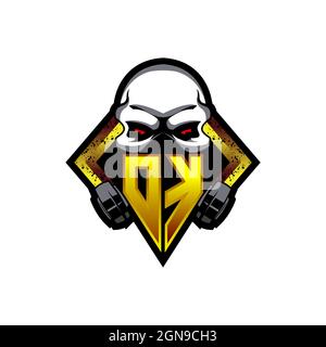 DK Logo monogram with Skull Shape designs template vector icon modern Stock Vector
