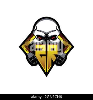 ZR Logo monogram with Skull Shape designs template vector icon modern Stock Vector