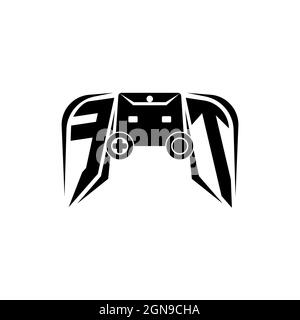FT Initial ESport gaming logo. Game console shape style vector template Stock Vector