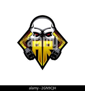 Initial AR logo design, Initial AR logo design with Gas Mask Style, Logo for game, esport, community or business. Stock Vector