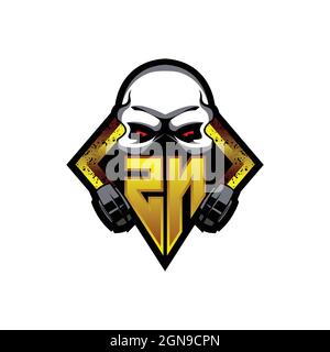 ZN Logo monogram with Skull Shape designs template vector icon modern Stock Vector