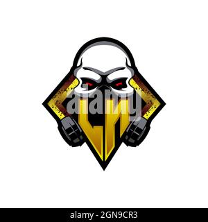 LN Logo monogram with Skull Shape designs template vector icon modern Stock Vector