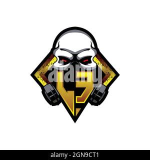 LE Logo monogram with Skull Shape designs template vector icon modern Stock Vector