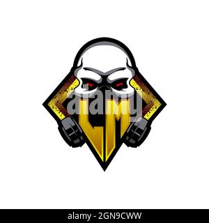 LM Logo monogram with Skull Shape designs template vector icon modern Stock Vector