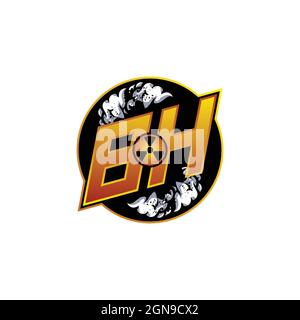 BH Logo monogram with Skull Shape designs template Stock Vector