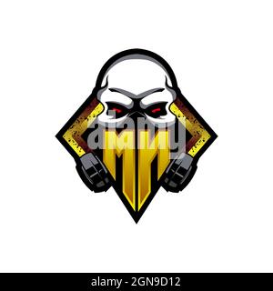 MN Logo monogram with Skull Shape designs template vector icon modern Stock Vector