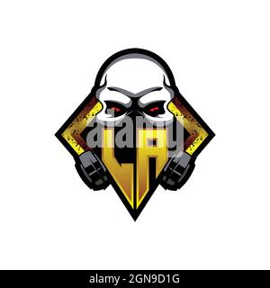 LA Logo monogram with Skull Shape designs template vector icon modern Stock Vector