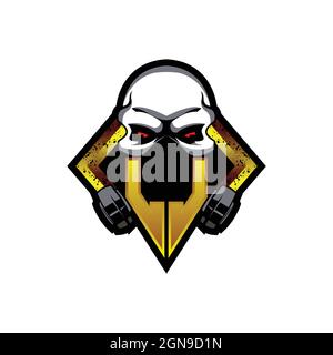 LL Logo monogram with Skull Shape designs template vector icon modern Stock Vector