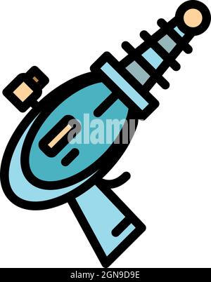 Futuristic blaster icon. Outline futuristic blaster vector icon color flat isolated Stock Vector