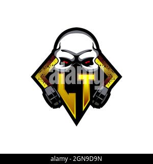 LT Logo monogram with Skull Shape designs template vector icon modern Stock Vector