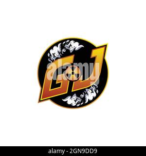 GI Logo monogram with Skull Shape designs template vector icon modern Stock Vector