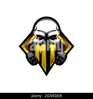MI Logo monogram with Skull Shape designs template vector icon modern Stock Vector
